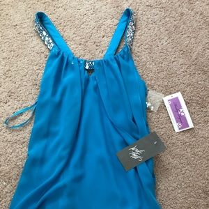 Adrianna papell light blue flowy embellished dress